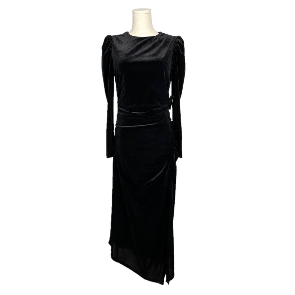Express Velvet Long Sleeve Ruched Sides Gown Size Small
